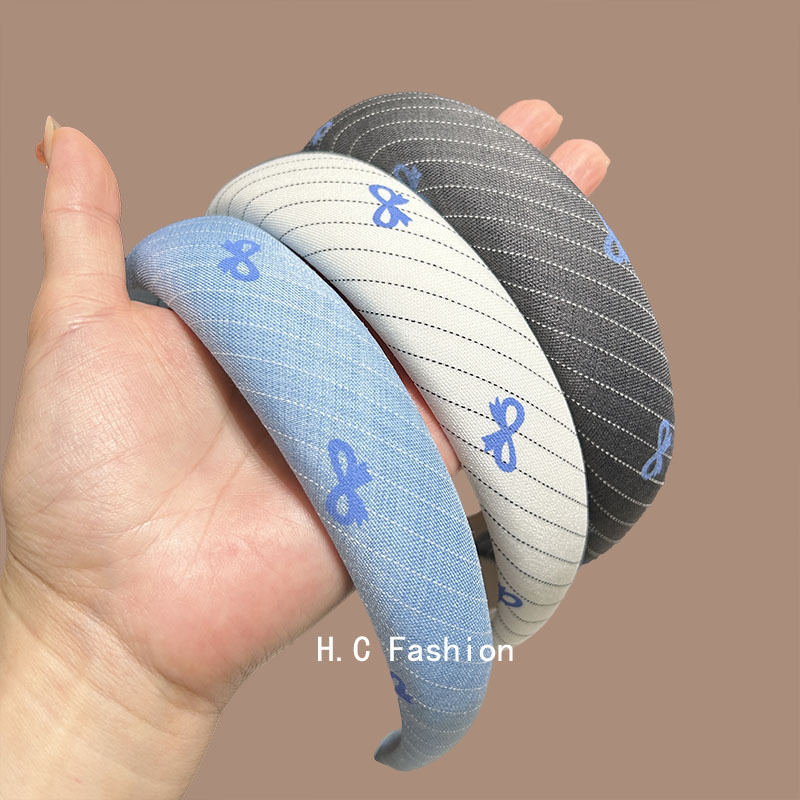 Simple fabric bow print headband, fashionable and fresh headband for commuting, versatile and elegant headwear and hair accessories wholesale details Picture