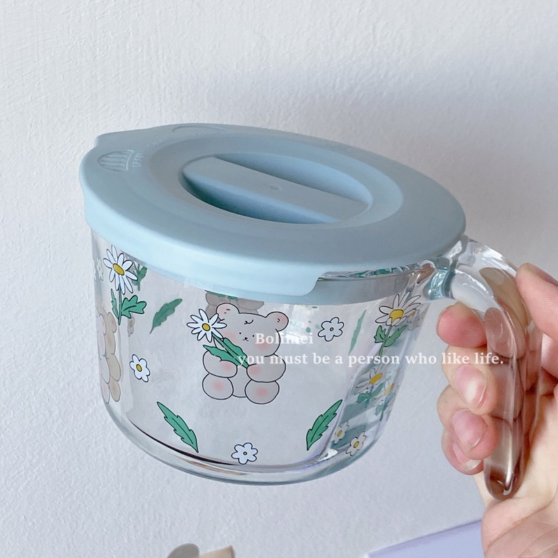 【 Boli Mei 】 Daisy Bear High Borosilicate Glass Measuring Cup, Baking Glass Cup, Glass Bowl, Microwave oven details Picture