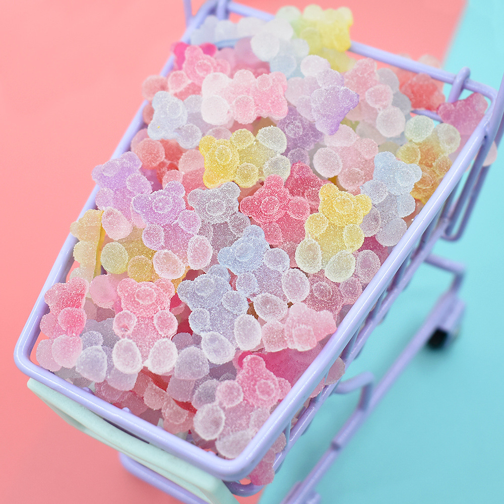 Resin small accessories, gummy candies, gradient bear handmade ornaments, hair accessories, diy hair clips, phone cases, cream glue small accessories full figure