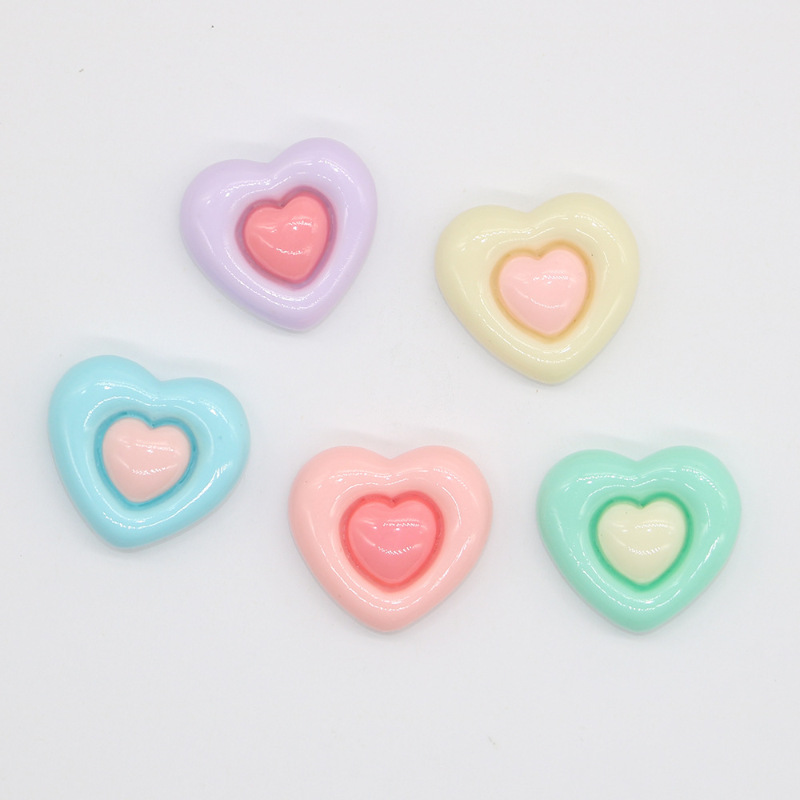 diy jewelry resin cream glue accessories, candy-colored double-layer heart phone case, patch hair accessories, hair clip accessories details Picture