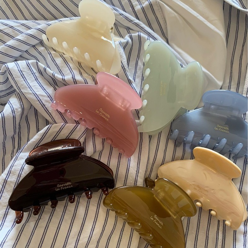 Korean imported France gold label jelly solid color medium size hair gripper French acetic acid gripper, half gripper hair clip, shark clip full figure