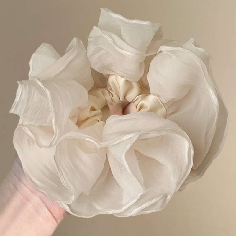 Extra-large lace large intestine hair band 2024 new style, elegant and stylish hair tie, hair tie with floral hair, high-end look for women, ponytail Specification drawing