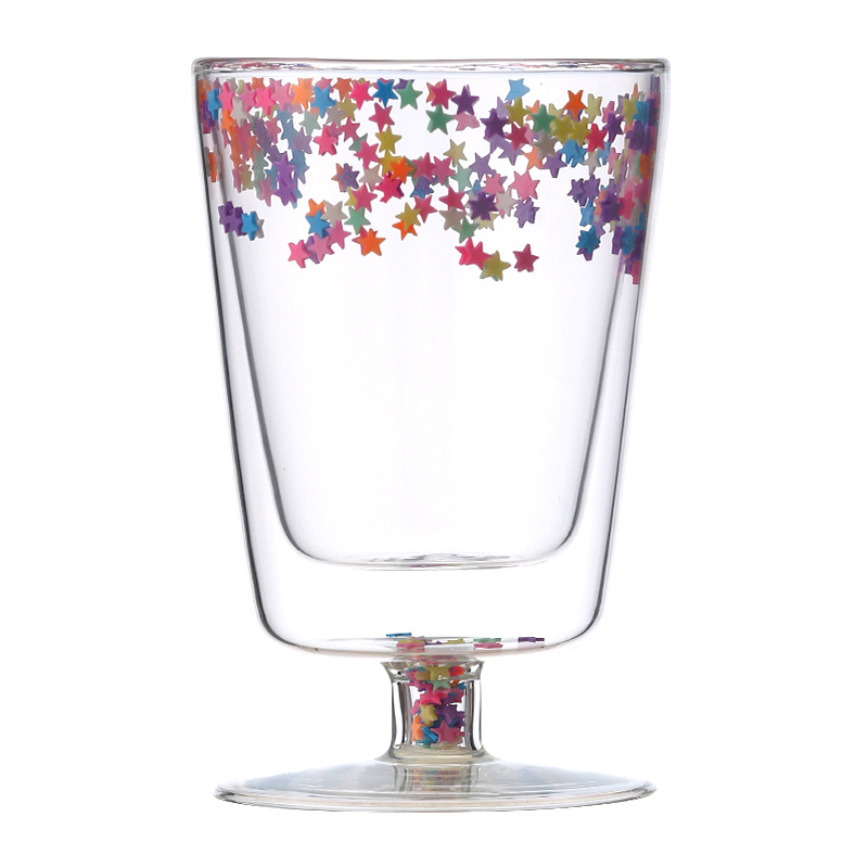 Household high-appearation-level water cups, household creative double-layer insulated glass cups, high borosilicate cups, gift tall wine glasses Item Picture