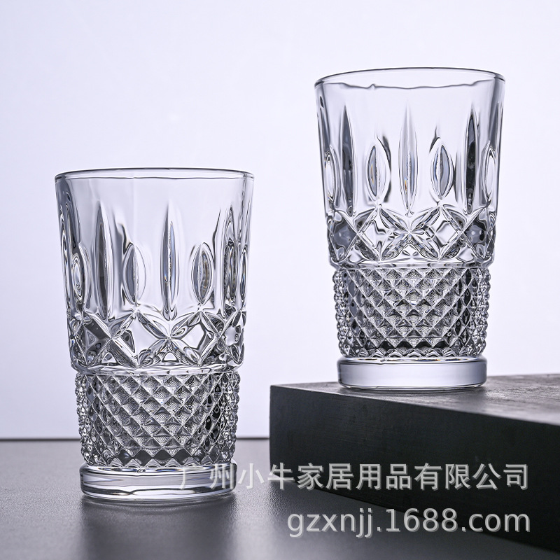 Embossed engraved glass cups, tequila spirits cocktail cups, bar KTV juice beer mugs, small whisky cups details Picture