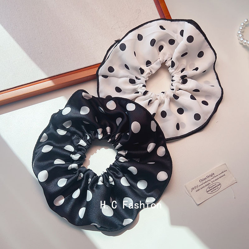 Elegant polka dot large intestine circle hair band, classic fabric hair rope, large intestine circle hair accessory, new headwear, hair flower for women Specification drawing