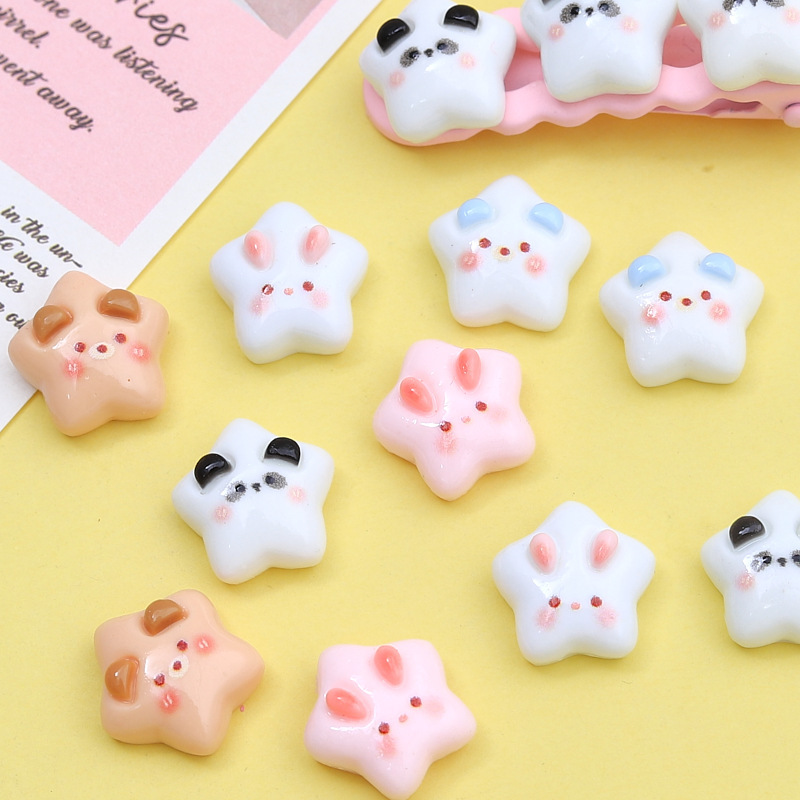 Mini five-pointed star cartoon animal accessories, cream rubber shoe buckle material, resin accessories, diy jewelry, hair clip accessories full figure