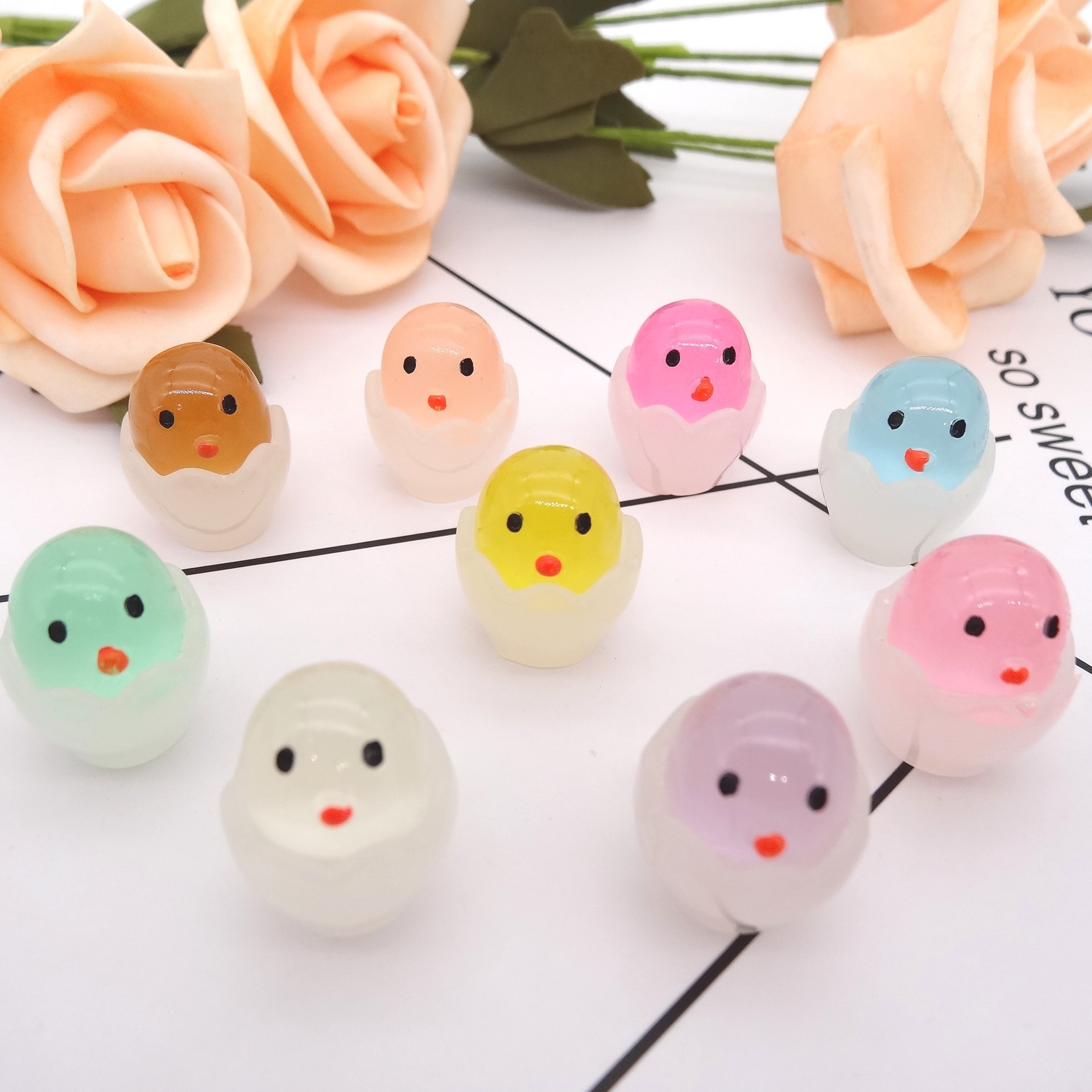 diy hairpin accessories, internet-famous creative night-luminous cute eggshell chicken cream glue accessories, children's blind box toys details Picture