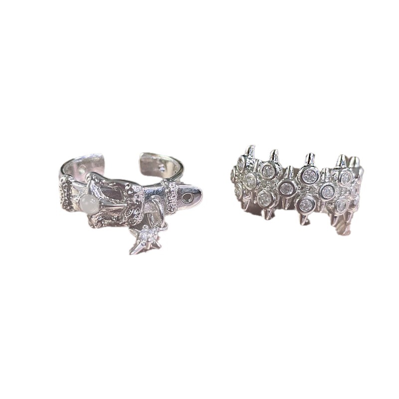 French-style gentle layering with an open-top ring, a cold and elegant style for women, with an irregular star-tipped tassel ring Item Picture