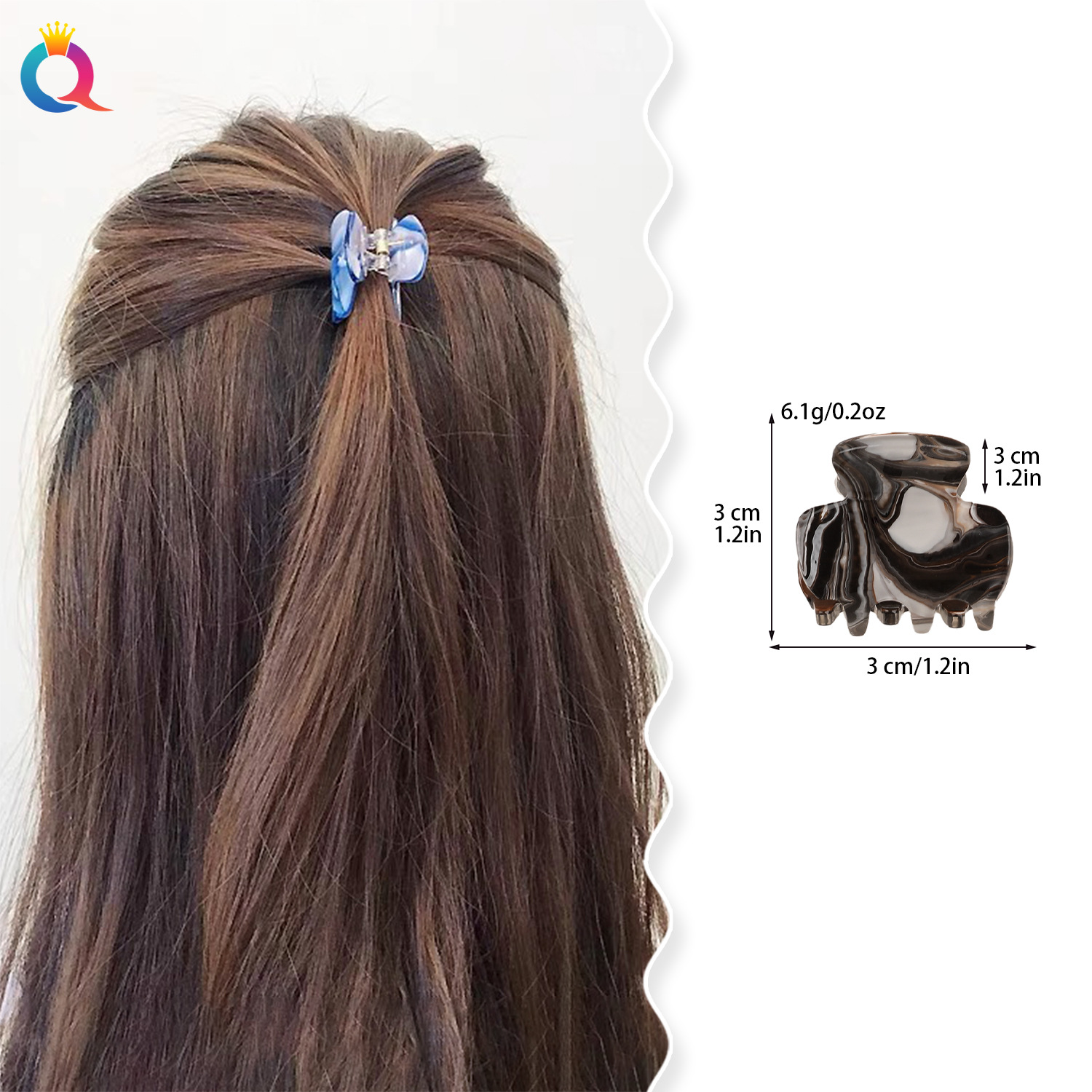 Qiyue Cross-border Small acrylic hair clips, high school girls' ponytail grab clips, elegant updo hair grab, shark clip hair accessories wholesale details Picture