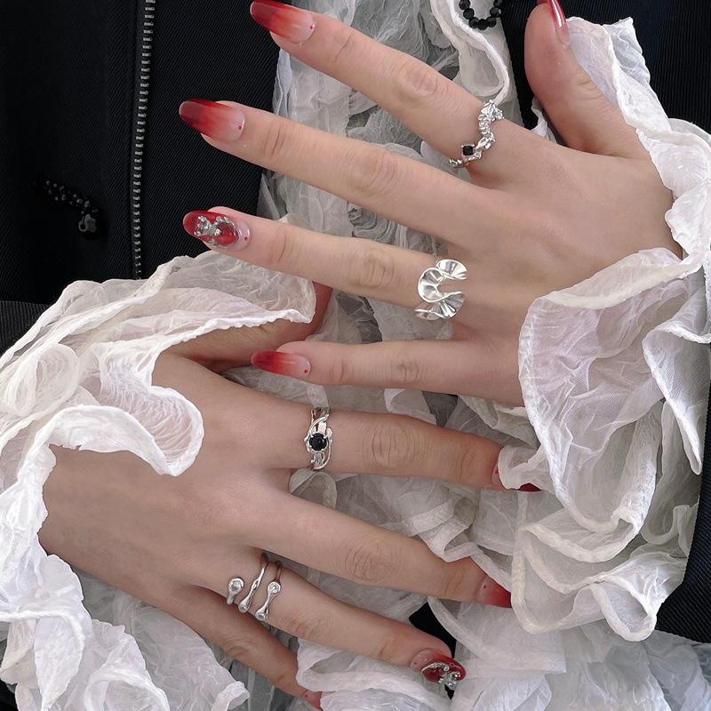 A sweet and cool, high-end geometric zircon open ring for women on Instagram, with a cold style, layered and personalized, fashionable and versatile index finger ring details Picture