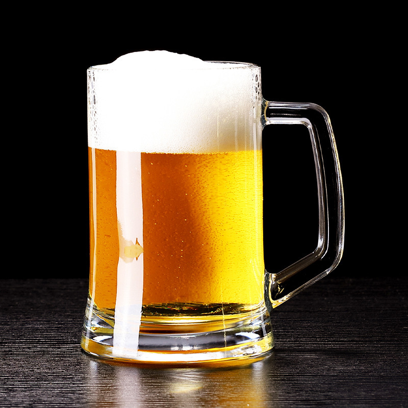 Green Apple glass handle cups, large-capacity draft beer cups, household heat-resistant glass tea cups, Hite cups, wholesale beer handle cups Specification drawing
