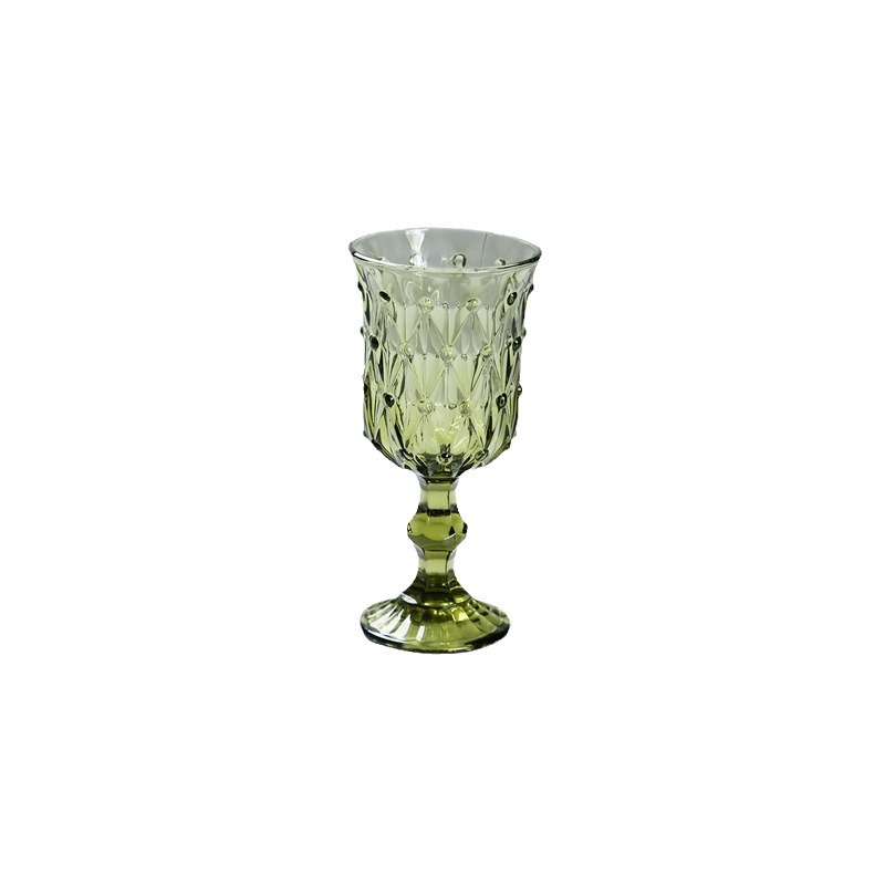 Colored red wine glass cups, retro European embossed water cups, tall glasses, wine and milk cups, thickened wine sets Item Picture