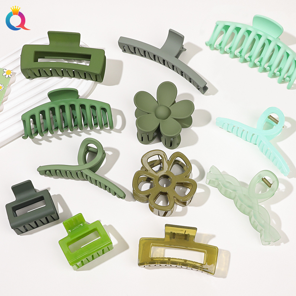 Qiyue Cross-border Green shark hair clip, back of the head, updo hair clamp, high-end style, children's hair accessory wholesale full figure