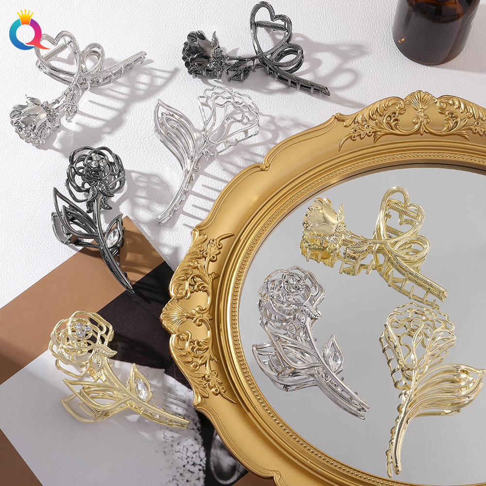 Qiyue Metal rose hair clips, hair curls, hair grabbers, high-end hairpins, shark hair clips, hair grabbers, hair accessories wholesale details Picture