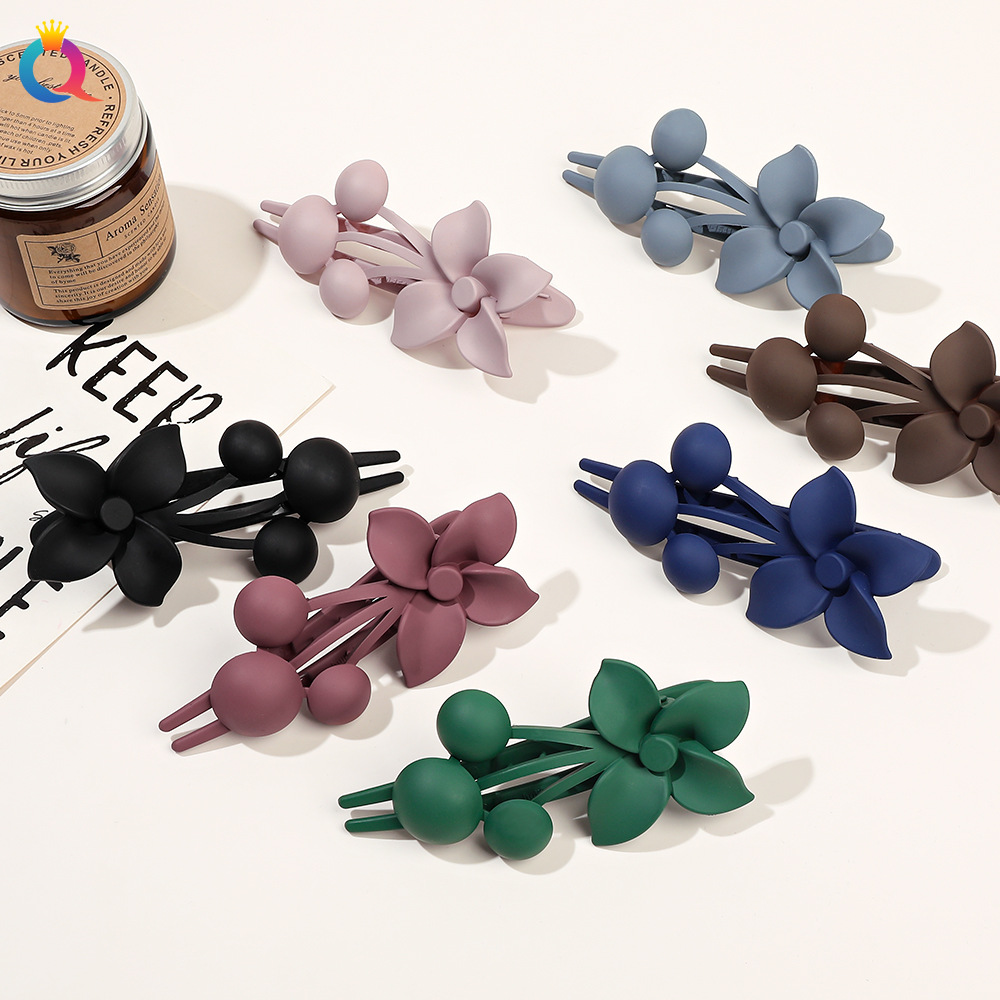 Qiyue frosted flower duckbill clip, back head updo hair clip, simple shark clip hair grab, hair accessory and headwear wholesale full figure