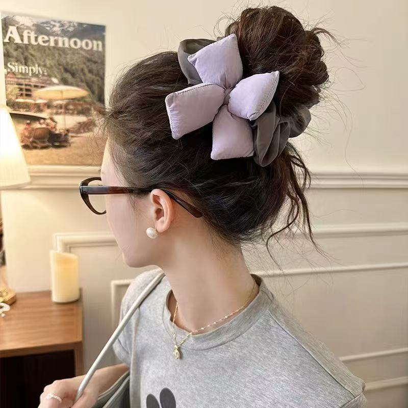 ins Korean version sponge bow large intestine hair tie Sweet Girl 2025 Spring/Summer new style High-end hair tie Specification drawing