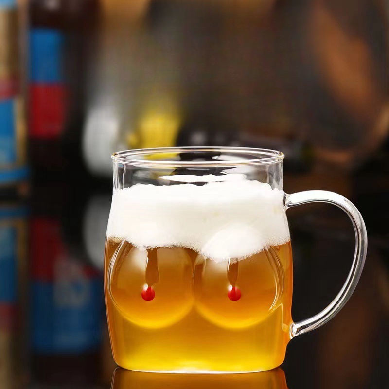 High borosilicate glass cups, single-layer high-temperature resistant glass water cups, transparent coffee cups with handles, single-layer large cup covers full figure