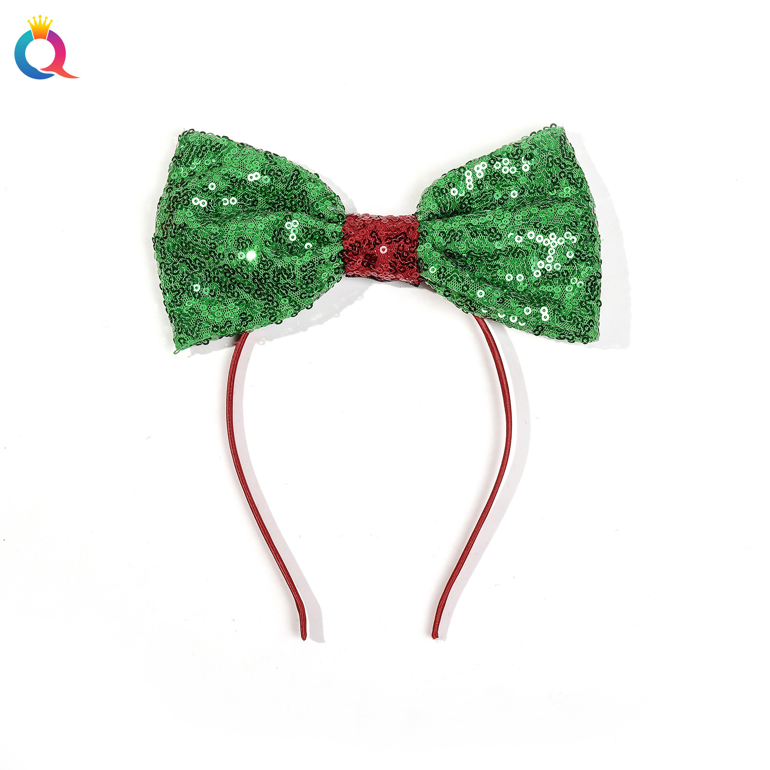 Qiyue Cross-border Christmas bow ties, sequins, mesh hair bands, women's long hair ties, plush large intestine rings, hair accessories wholesale Item Picture