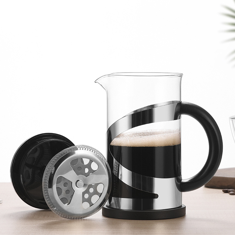 High borosilicate glass press, hand-brewed coffee equipment, 304 stainless steel filter press, household tea brewing teapot Application Scenario