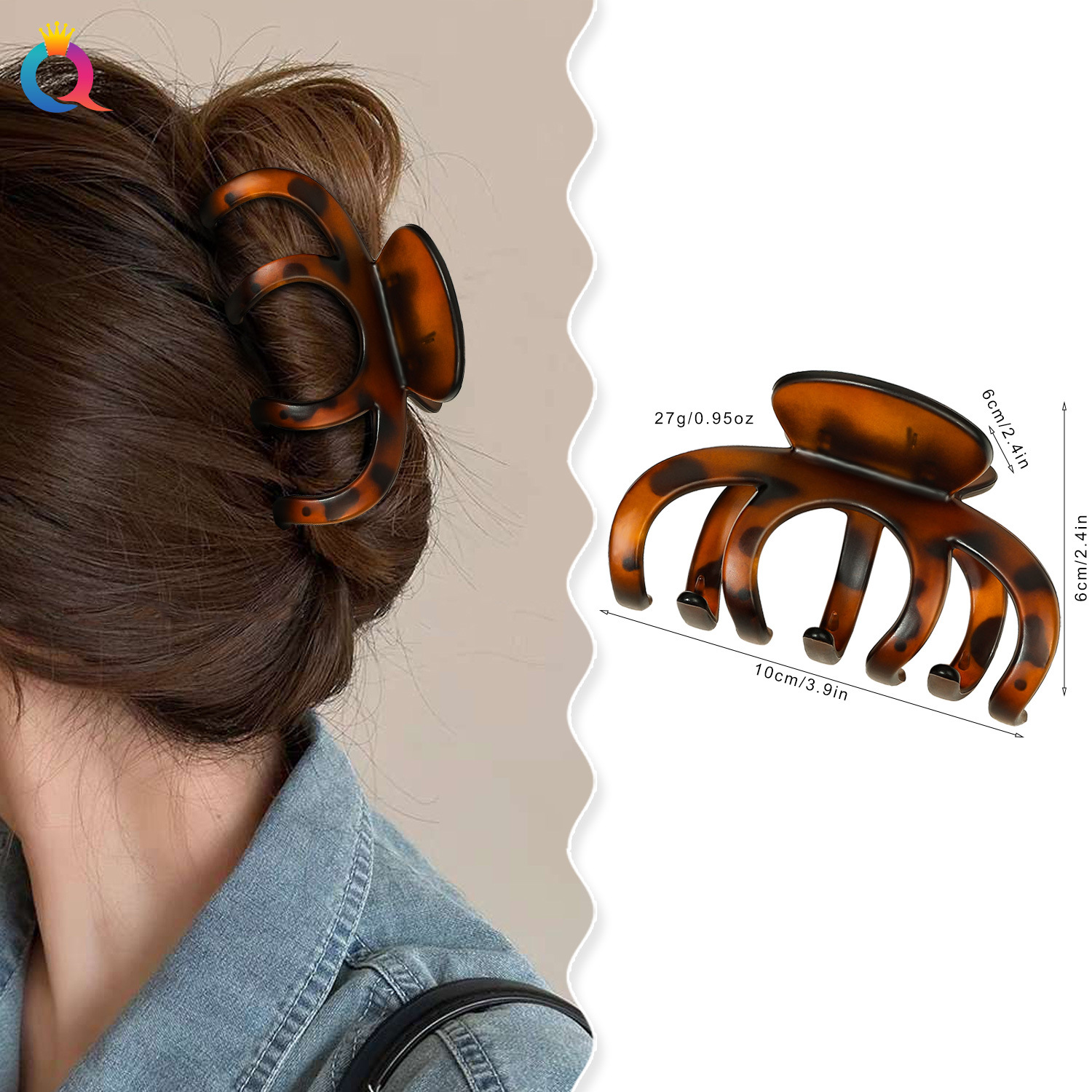 Qiyue Cross-border High-end and elegant hair clips, women's back head updo, grappling clips, hair clips, shark clips, hair accessories wholesale details Picture