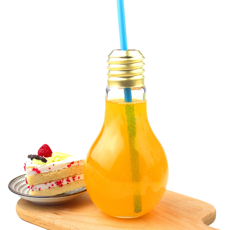 Creative light bulbs, beverage bottles, milk tea bottles, light bulb glass bottles, creative yogurt cups, juice milk tea shop beverage bottles Item Picture