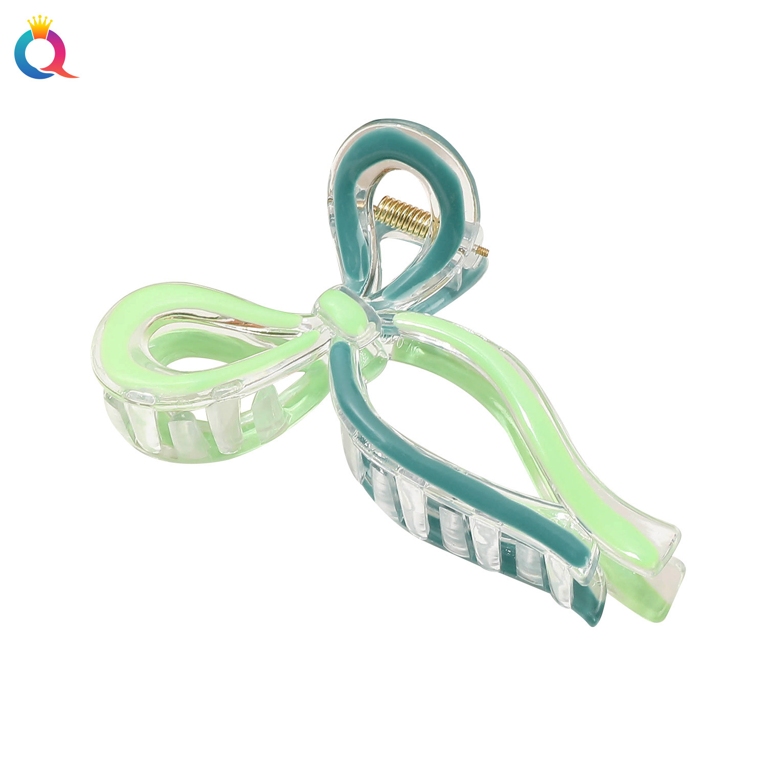 Qiyue PC oil-dripping grab clip, bow hair clip, updo, shark clip, color-block, fresh and simple hair grab, women's wholesale Item Picture