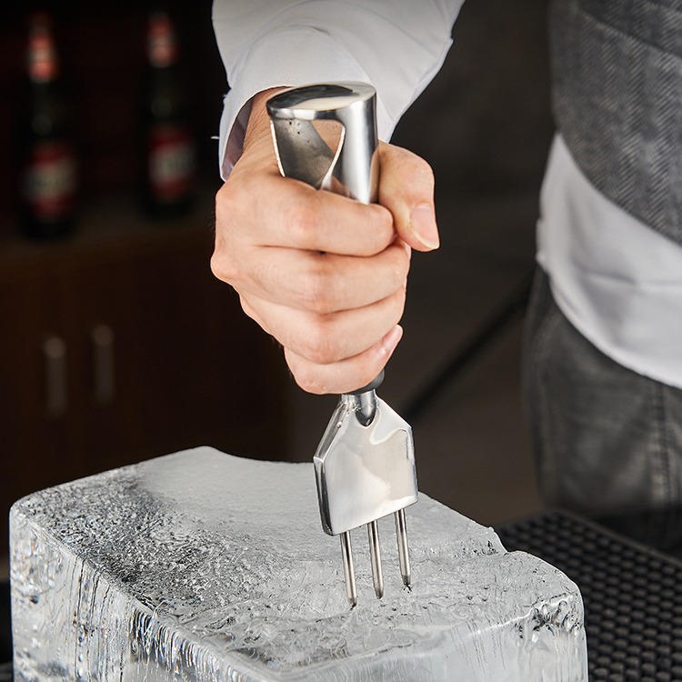Bartender ice cone, three-headed cone, cocktail crushing tools, whisky ice hockey trident, bar ice-breaking chisel Item Picture