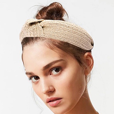Qiyue's new Spring/Summer 2019 straw hair band, a Lafite straw hair band headwear, is the same style as the Internet celebrity details Picture