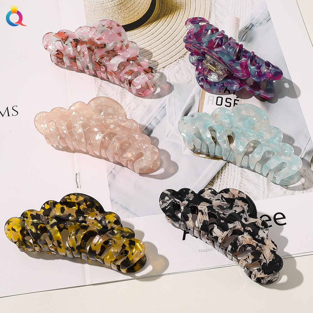 Qiyue Cross-border Korean version hair clips, marble ponytail hair clips, acrylic hair curls, hair clips, headwear, shark hair accessories full figure