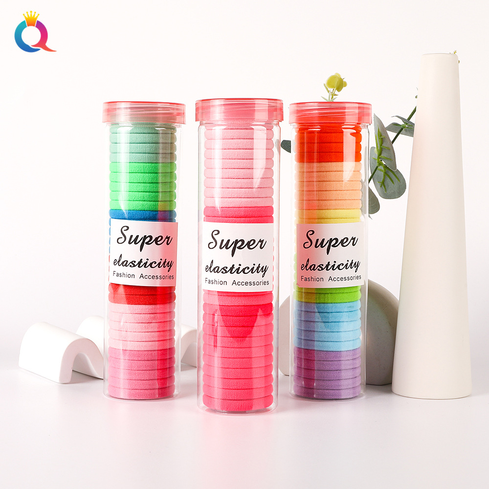Qiyue Cross-border Amazon 30 cans of high-elasticity basic towel bands, seamless hair bands, hair ties, and bun hair ties details Picture