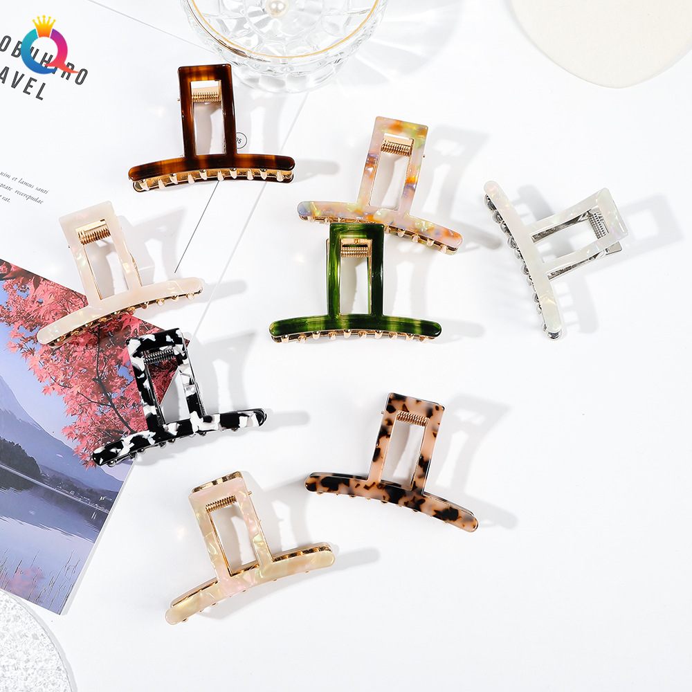 Wholesale of Qiyue metal acetic acid hair clips, hairpin clips, cross back of the head, shark clip headwear, tail number processing full figure