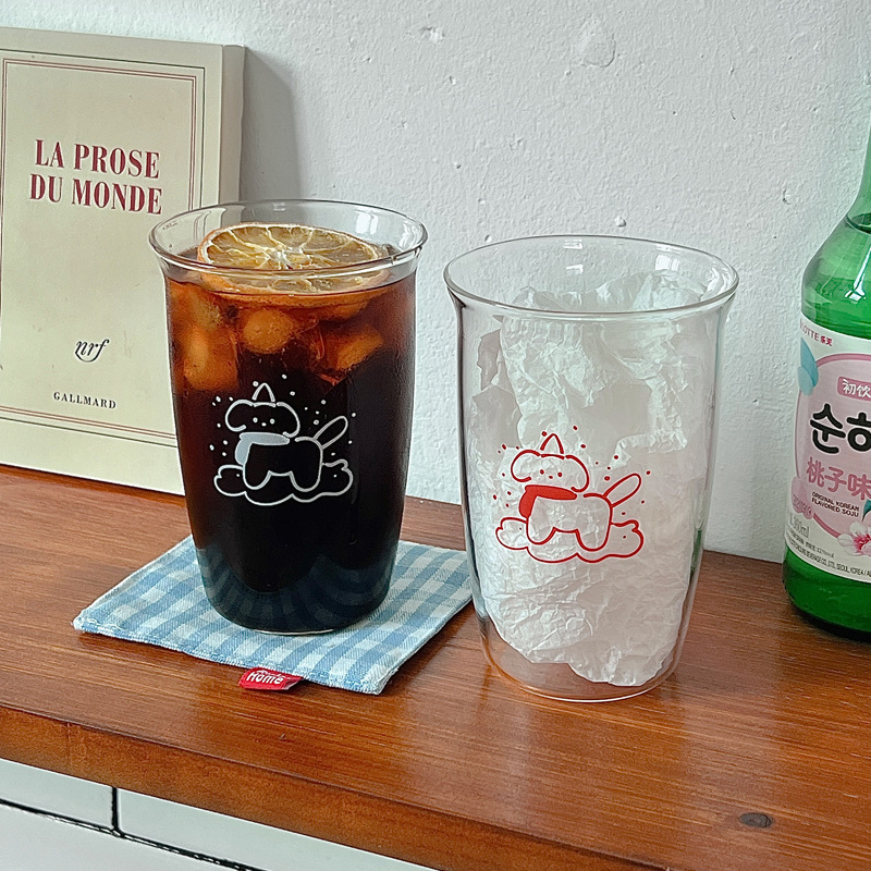 Cross-border high-appearation-level cartoon glass cups, cold brew cups, coffee cups, puppy water cups, glass cups, breakfast cups Application Scenario