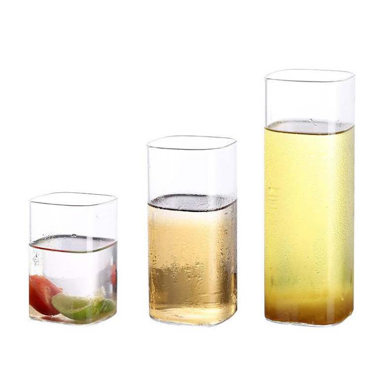 Wholesale European-style square high borosilicate glass transparent milk cups, coffee cups, beverage cups, milk tea and juice cups from the manufacturer Item Picture