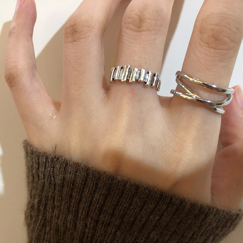 Retro aged multi-layer plain ring open ring for women, simple, fashionable, individualistic and cold style Korean ins style ring details Picture