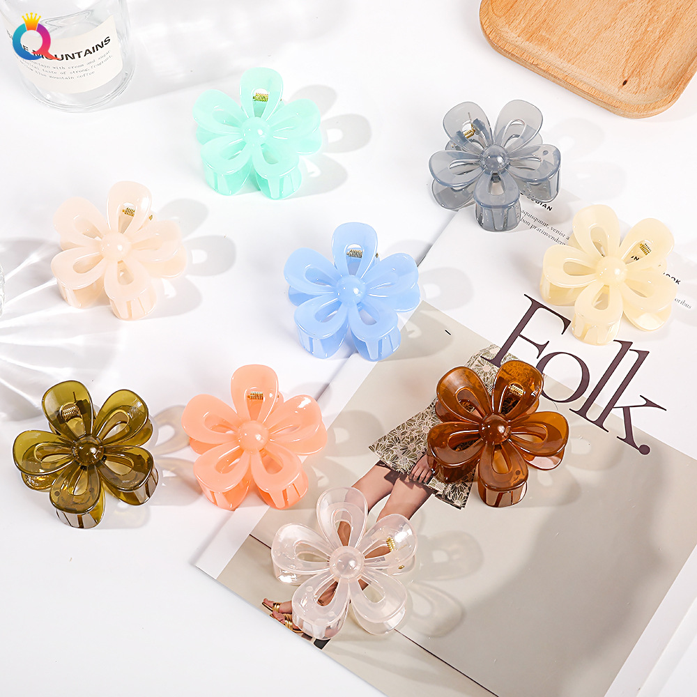 Qiyue Cross-border Amazon Hair clips, jelly, flower grabbers, matte curls, shark clips, hair grabbers, hair accessories wholesale details Picture