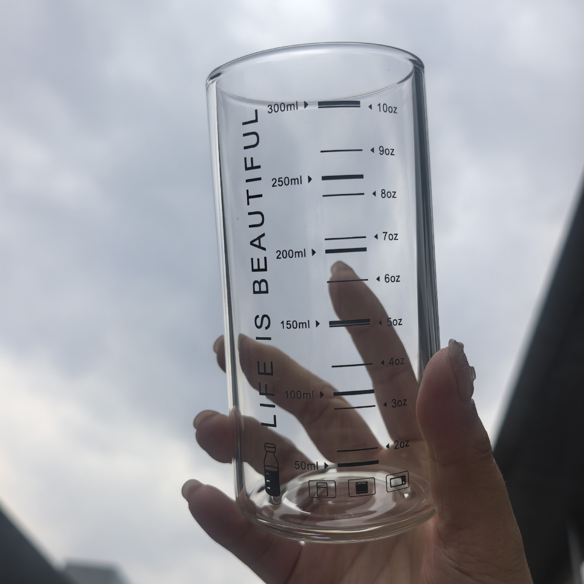 Thickened bottom high borosilicate glass cup with scale, straight Long Island iced tea cup, Mojito cocktail cup details Picture