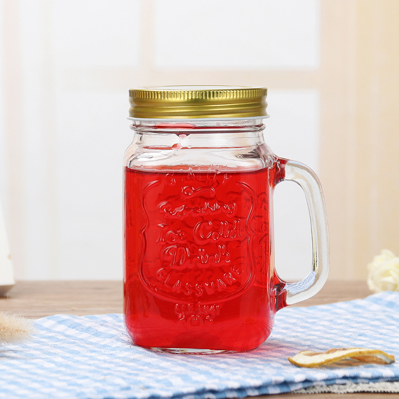 Wholesale rooster cups, glass cups, Mason cups, gradient color handle cups, beverage cups with LIDS, milk tea cups, and can be printed Application Scenario