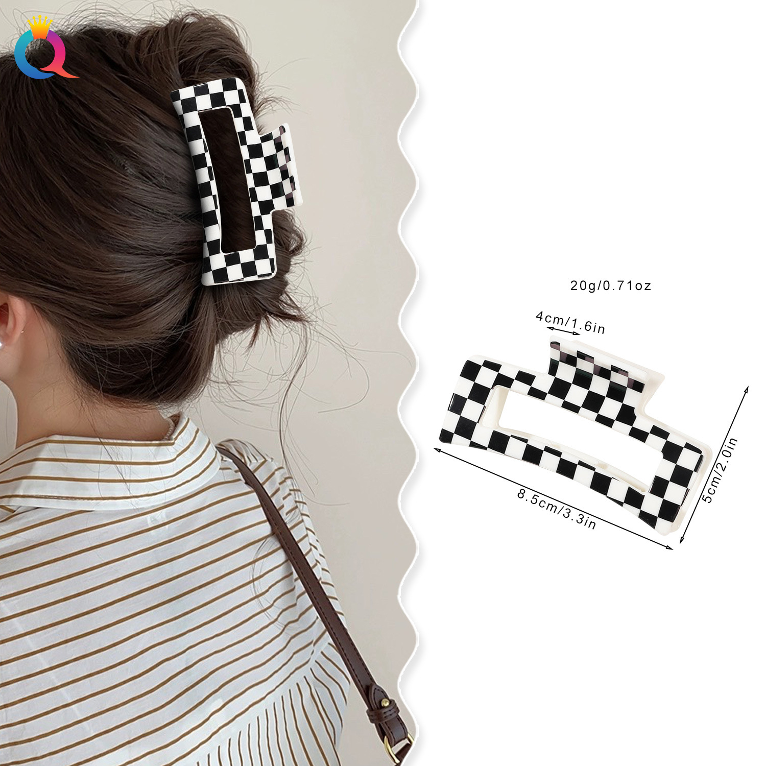 Qiyue Fashion Printed hair clips, updo hair grippers, cute shark clips at the back of the head, high-end hair grippers, and hair accessories wholesale details Picture