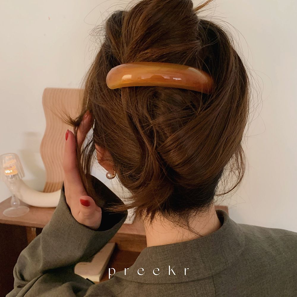 preeKr Korean spring hair clip for women, back of the head ponytail top clip, horizontal clip, simple and elegant, retro one-line clip for women full figure