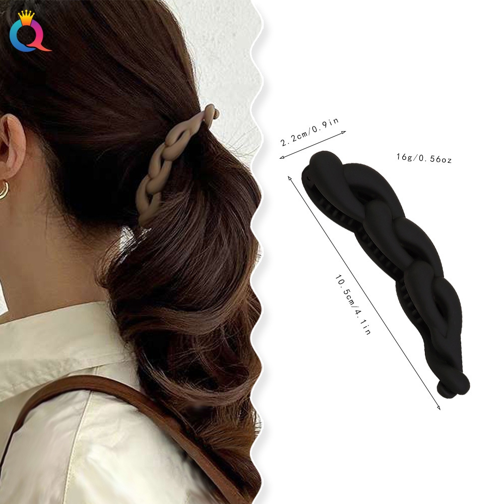 Qiyue Cross-border PC frosted Banana Clip, vertical clip, back of the head, twisted hair clip, updo ponytail clip, children's hair accessory wholesale details Picture