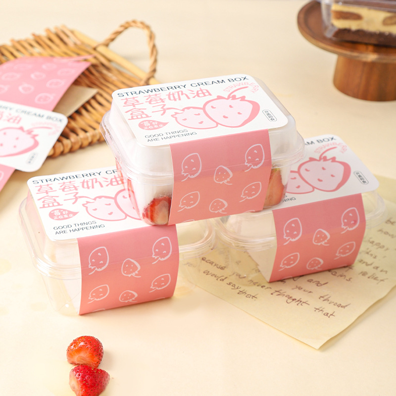 Strawberry cream box, mille-feuille mousse cake packaging box, Tiramisu Napoleon box, picnic baking packing box details Picture