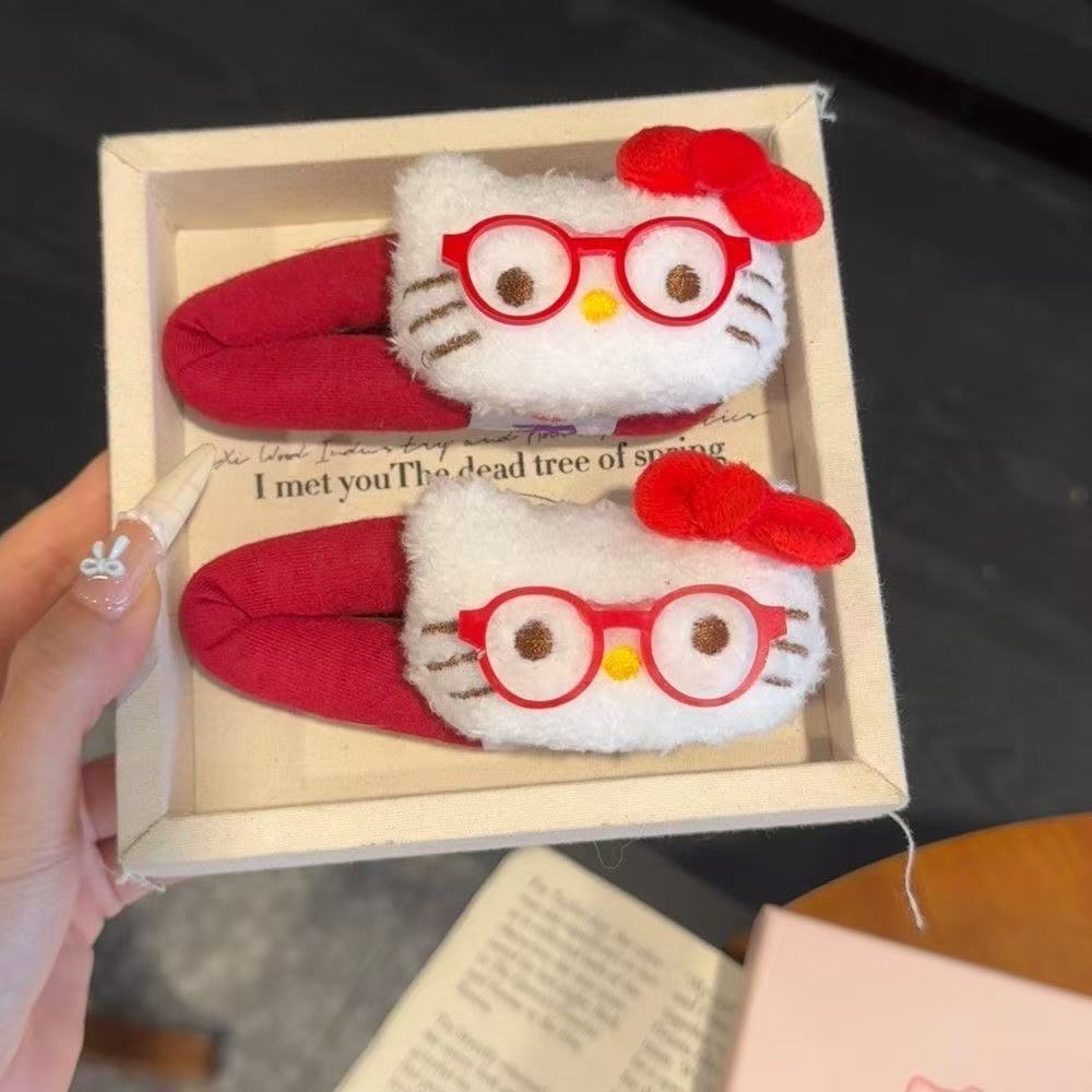 Autumn and winter cartoon plush hair clips, cute cat bye-bye clips, Japanese and Korean girl bb clips, forehead bangs clips, large hair clips Specification drawing