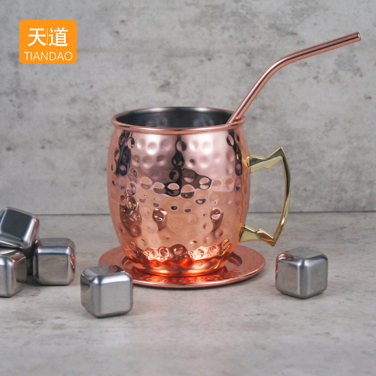 Hammered copper cup moscow mule Cup Moscow Mule Stainless steel cocktail cup Creative Bar cup full figure