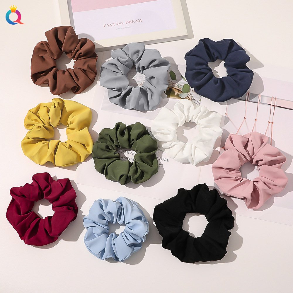 Qiyue Cross-border's new European and American solid-color large intestine ring fabric solid-color large intestine hair ring silk forged ponytail hair flower full figure