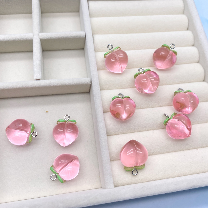 Peach pendant, peach hanging hole keychain accessory, diy mobile phone chain, handcrafted earrings accessory, jewelry accessory full figure