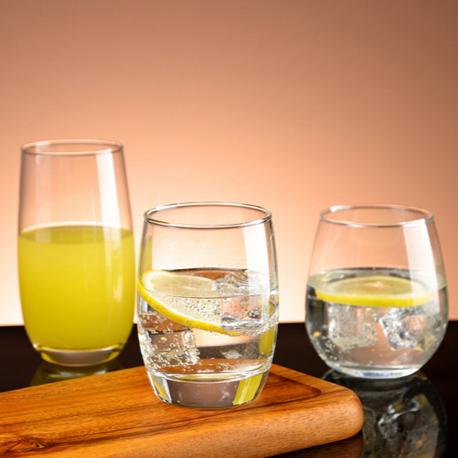 Thickened household water cups, glass cups, milk water cups, beverage cups, high-temperature resistant transparent glass large-bellied cups Specification drawing