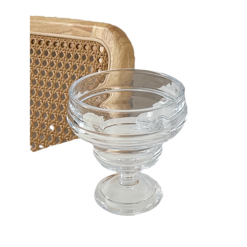Bolimei vertical patterned glass ice cream cups, fruit cups, girlish water cups, glass cups, dessert cups, milkshake cups Item Picture