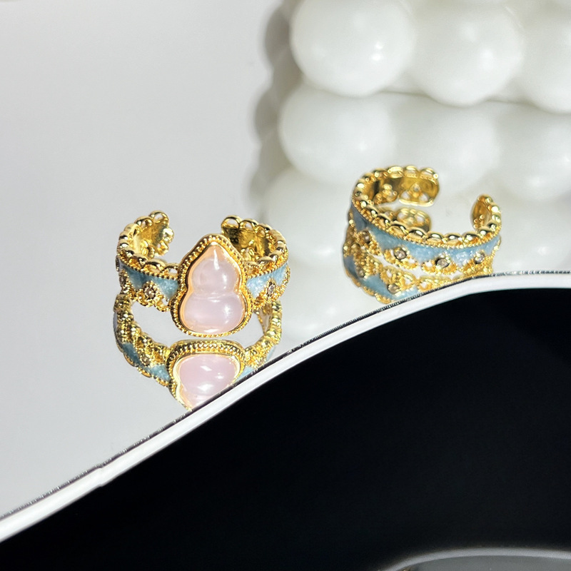New Chinese-style gourd lace retro open ring, women's ancient style high-end, light luxury ring, niche sweet and cool ring trend full figure