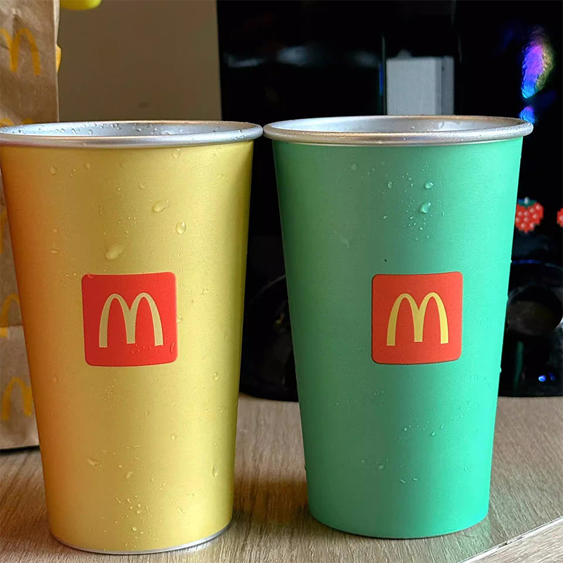Color-changing aluminum cup, outdoor camping party cold drink cup, beer mug, aluminum 470ml, McDonald's color-changing water cup, single layer Application Scenario