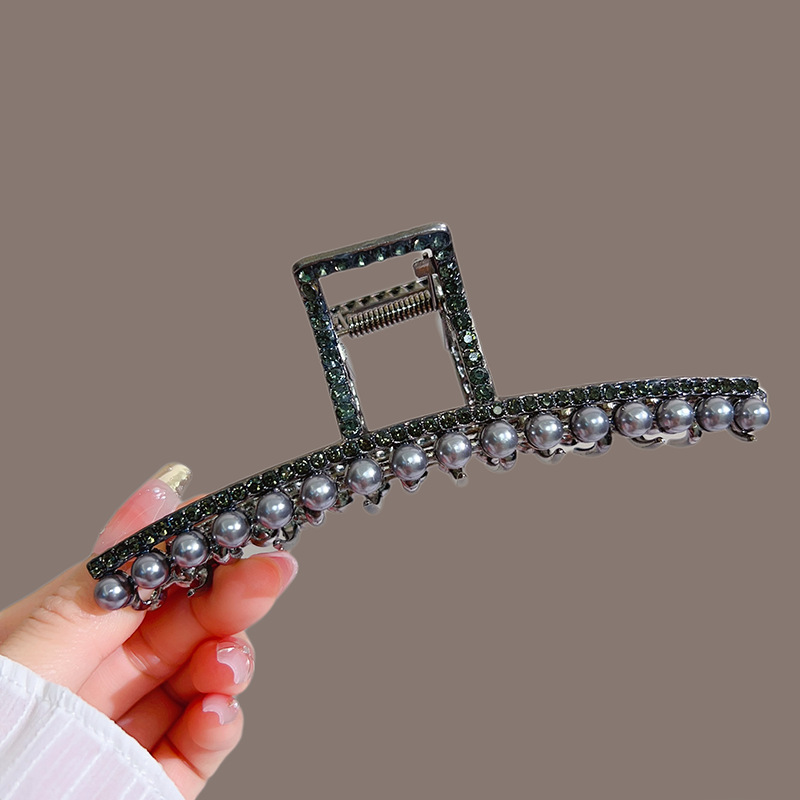 14CM large-sized women's summer hair clip, pearl water diamond hair clip at the back of the head, large hair capacity, shark clip Specification drawing